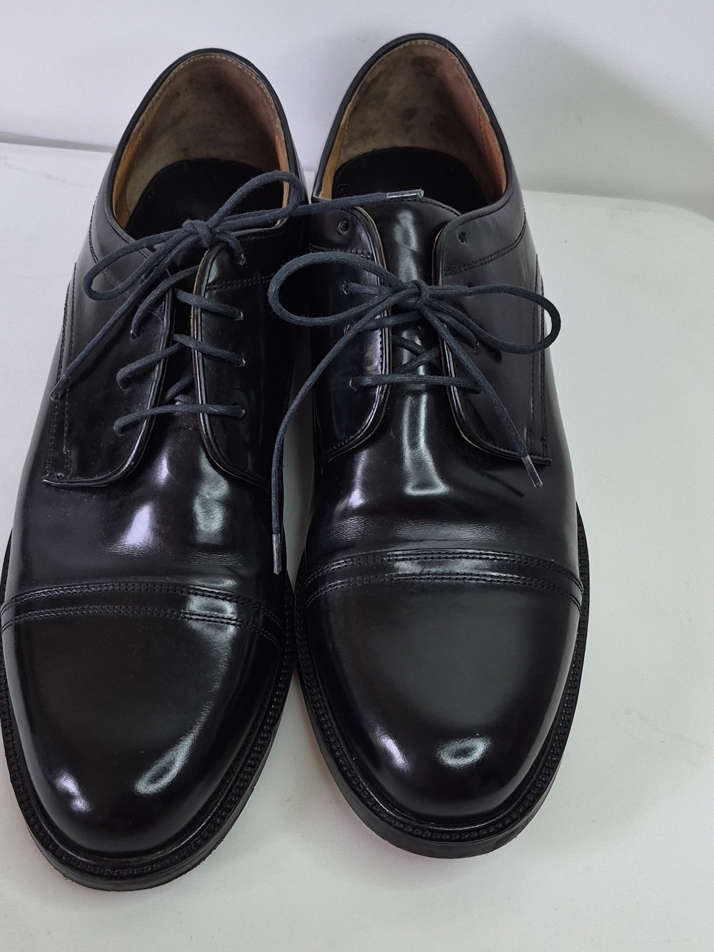 Bass Black Leather Cap-Toe Derby Shoes for Men Size 13M